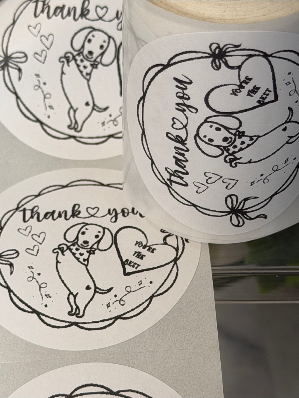 Thank You Dachshund Sticker 2” Round 200 Pack Small Business Packaging Cute